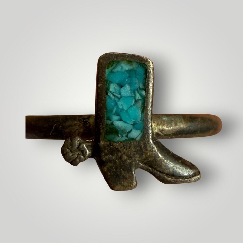 Vintage Sterling Silver Turquoise Inlay Southwest Ring Size 6